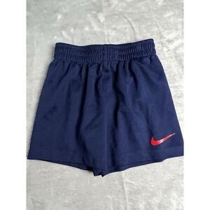 Nike Boys Shorts 24M Navy Blue Red Swoosh Athletic Mesh Toddler Activewear